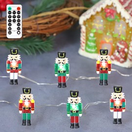 PETRISTRIKE Nutcracker Decorations Christmas String Lights LED Battery Operated USB Fairy Lights with Remote and Timer Nutcrackers Gifts Christmas Lights for Thanksgiving Party Xmas Tree