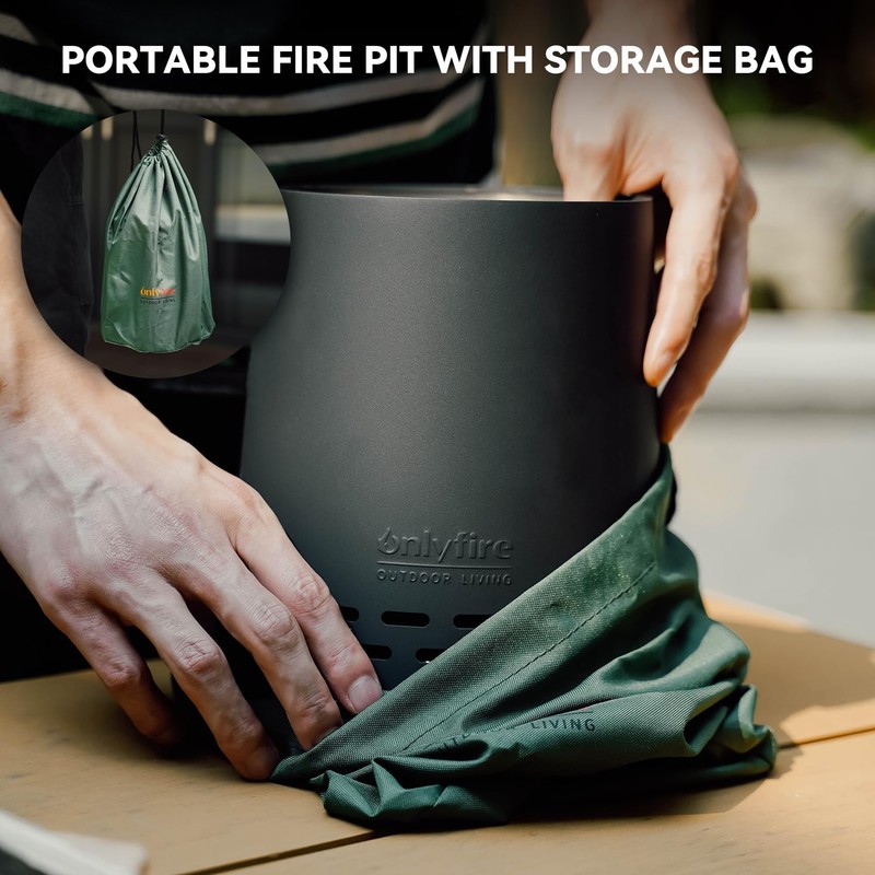 Onlyfire Smokeless Fire Pit with Carrying Bag & Top Bracket,