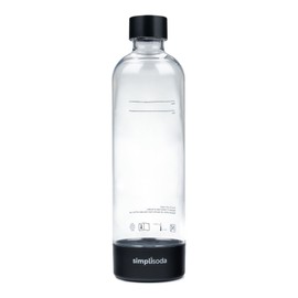 Simpli Soda Carbonating Bottles, 1L 2-Pack Reusable PET Sparkling Water Bottles Compatible Sparkling Water Maker, 2 Pack, Black