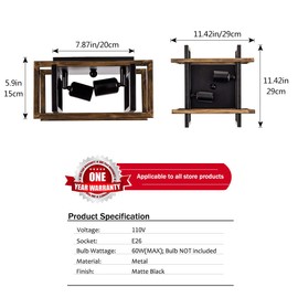 LULING 2-Light Square Ceiling Light, Adjustable Socket, 11.4" Flush Mount Ceiling Lighting Fixture, Easy Install, Bronze Finish for Hallway, Bedroom,Dining Room.(No Bulb)