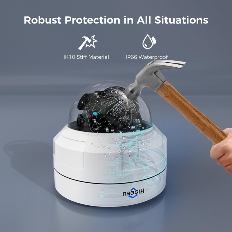 Hiseeu 360° Security Camera Outdoor with HD Night Vision,4K POE