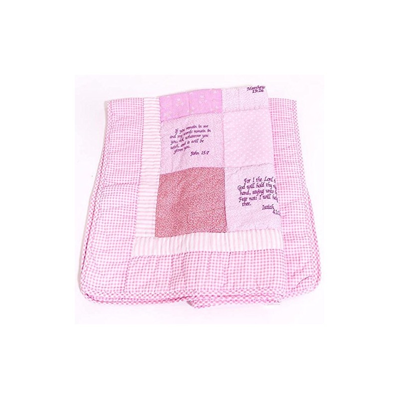 ® Embroidered Scripture Baby Quilt, Pink