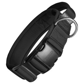 Tough Dog Collars, Tactical Dog Collar with Handle, Milltary Adjustable Dog Collar with Heavy Duty Metal Buckle for Training (Large(Pack of 1), Black)