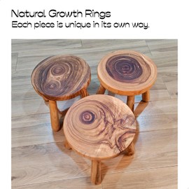 ABBI NIMO 7 Inch Solid Wood Step Stool, Natural Growth Ring Wood Stool for Adults, Kids and Toddlers, Simple Minimalist Riser for Plants and Home Décor