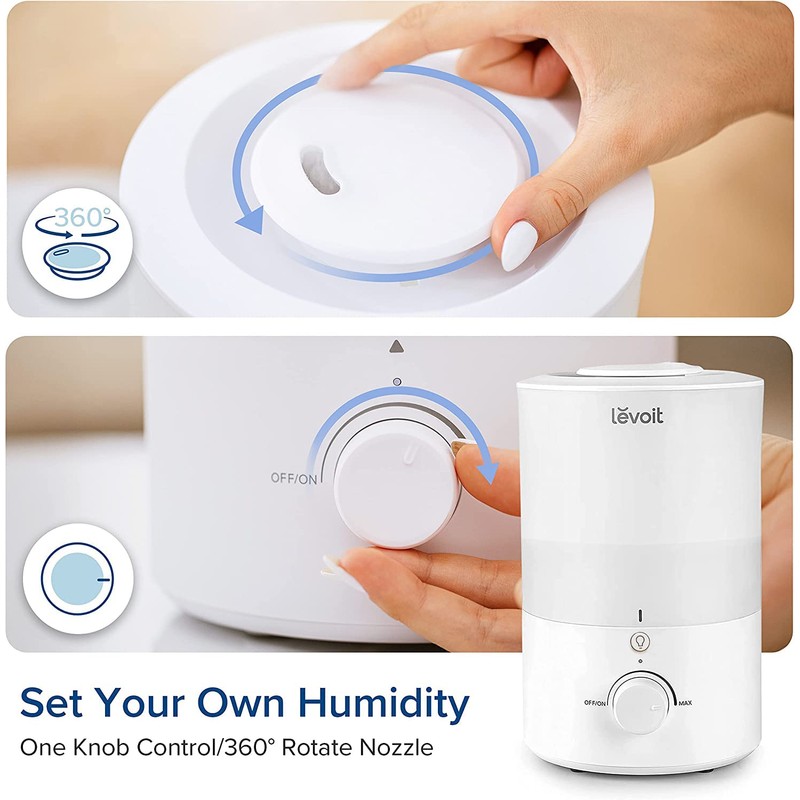 LEVOIT Humidifiers for Bedroom with Night Light(3L Water Tank)Cool Mist