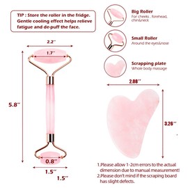 Gua Sha Stone Gua Sha Jade Roller Face Gua Sha Set for Skin Care Routine Face Roller Face Roller for Face, Neck and Body Muscle Relaxation Pack of 2