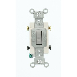 Leviton 20 Amp, 120/277 Volt, Toggle Double-Pole AC Quiet Switch, Heavy Duty Grade, Grounding, 1222-SGY, Gray