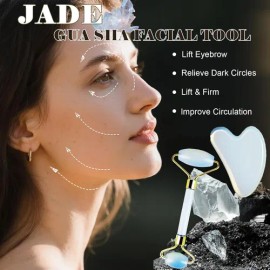 Rodillo de Jade y Gua Sha  Jade Roller  Gua Sha Facial Tool Set                                                                                       