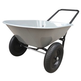 GARDEN STAR Two Wheel Poly Tray Wheelbarrow, 5 Cubic Foot, Gray/Black, Easy Assembly