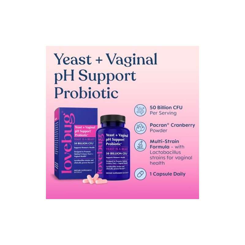 LoveBug Probiotics - Daily Probiotic for Women, Yeast is a