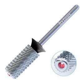 HYTOOS Tungsten Carbide Acrylic Nail Drill Bit Professional Efile Chrome 6.6mm Red Crystal Top Large Barrel Nail Bits 3/32" 2 Way Beginner Electric File Manicure Art Polishing Remove Gel XC