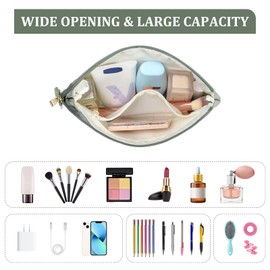 Narsikar Small Makeup Bag for Purse Small Cosmetic Bag PU Leather Pouch Travel Bag with Zipper for Women (Green)