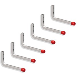 Gedotec Wall Bracket Wall Hooks for Screwing Galvanised Steel | Line | 6 Pieces Tool Hooks Length 175 x 80 mm Including Mounting Material | All-Purpose Hooks Made of Metal | Wall Mount Garage | Tool