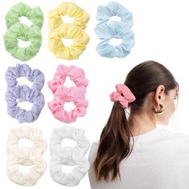 14PCS Colorful Hair Scrunchies for Women, Soft Hair Ties Elastics Ponytail Holder Solid Color Hair Bands Accessories for Thick Curly