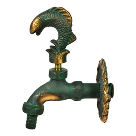 VARIOSAN VARIOSAN Nostalgie-Auslaufventil "Fisch" 11244, 1/2", Messing-patiniert, langer Wandabstand, massive Wandrosette