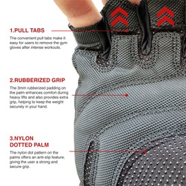 Gym Gloves - Weight Lifting Gloves - Fingerless Gloves - Gym Gloves Men & Women - Fitness Gloves for Men & Women - Exercise & Training Gloves - Anti Slip Padded Palm Protection Gloves