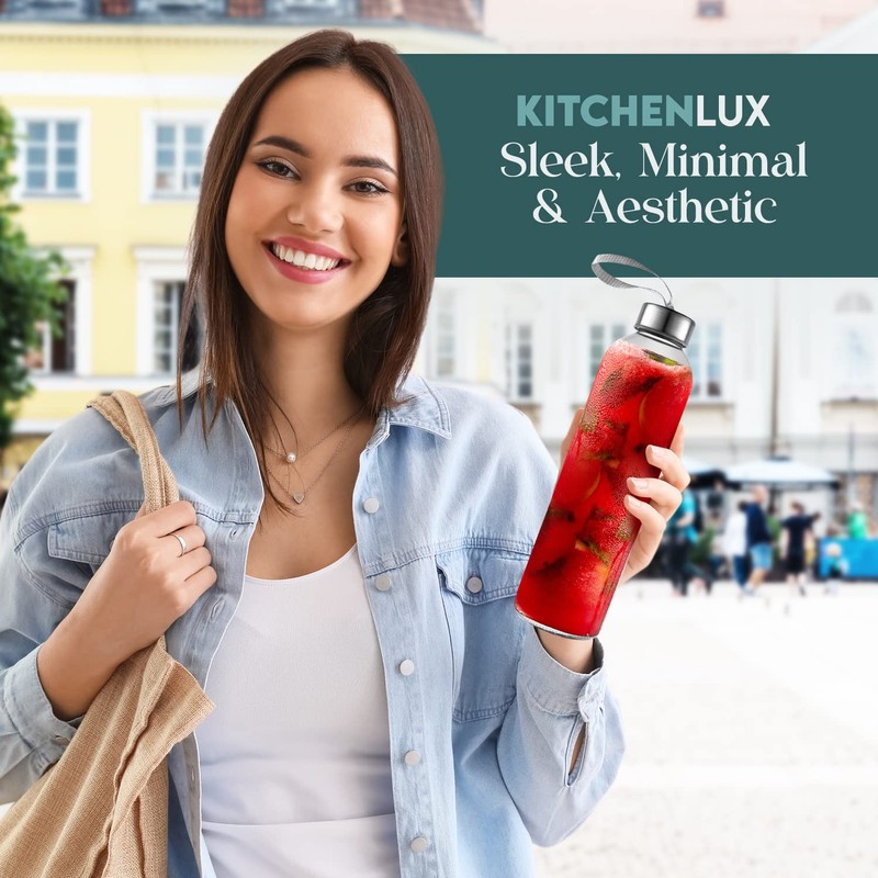 Kitchen Lux 32 oz Glass Water Bottle Set of 4