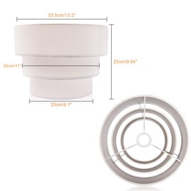 EDISLIVE 3-tier Drum Linen Lamp Shade for Pendant Lamp Floor Lamp Chandelier Replacement Shade Clip on Bulb Classic Round Lampshade Cover Only