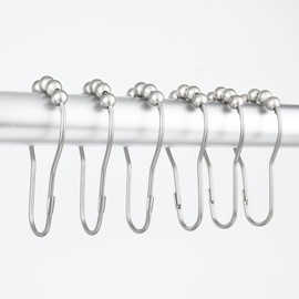 Yapicoco Shower Curtain Hooks Rings for Bathroom, 12PCS Matte Nickel Stainless Steel Rust Resistant Shower Curtain Rings for Shower Curtains, Kitchen Utensils, Bathroom Decorations, etc.