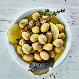 Villa Jerada, Moroccan Picholine Olives with Preserved Lemons, with Pits for Superior Flavor & Firmer Texture, 13.4 oz (Pack of 2) (FBA - PICHOLINE OLIVES 2 JARS)