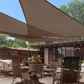 LOVE STORY 10'x 10'x 14' Right Triangle Sun Shade Sail SS-033 Canopy Right Triangle Sunshade Garden Patio Sun Blocking, Brown