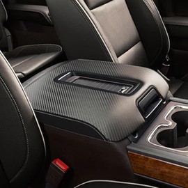 YOFAMO for Chevy Silverado/GMC Sierra 1500 2500 3500 2014-2018 Car Armrest Cover Waterproof Center Console Pad Covers Scratch Resistance Box Cover Leather Protector Pad Accessories(Carbon + Black)