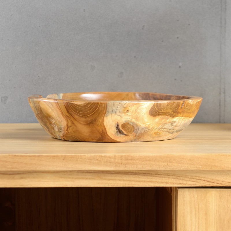wohnfreuden Teak Wood Bowl Brown Round 25 cm Natural Wood