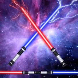 Ajuanbazha Pack of 2 Children's Lightsabers, Retractable 7 Colours Lightsaber, 2-in-1 Lightsaber with Light and Sound, Duel Lightsaber, Cosplay Toy for Children
