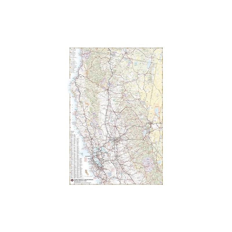 Benchmark Maps: Northern California Recreation Wall Map - 26 x