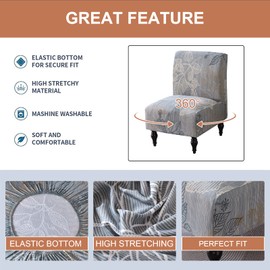 Eco-Ancheng Armless Chair Slipcover Removable Armless Accent Chairs Covers Washable Armless Slipper Chair Slipcover Printed Armless Chair Furniture Protector Covers for Living Dining Room Hotel