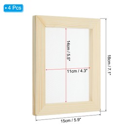 PATIKIL 7.1"x5.9" Wooden Paper Making Screen, 4 Pack Paper Making Mould Frame Papermaking Mould Deckle for DIY Paper Craft Dried Flower Handcraft, Natural Color