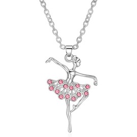 JZQLPXXK Little Girl Necklace Light Pink Ballet Recital Gifts Ballerina Dance Necklaces Girls Jewelry 16 inch