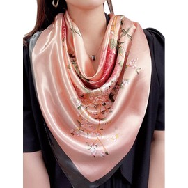 FAIRYGATE Satin Tuch für Haare Natürliche Maulbeerseide Schal Seidentuch Grafikdruck Klein Weich Quadratisch Seidenschal für Damen DA2524