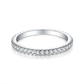 Sterling Silver Full Eternity 2mm Paved CZ Crystal Stacking Band Ring I - U (UK R1/2(US 9))