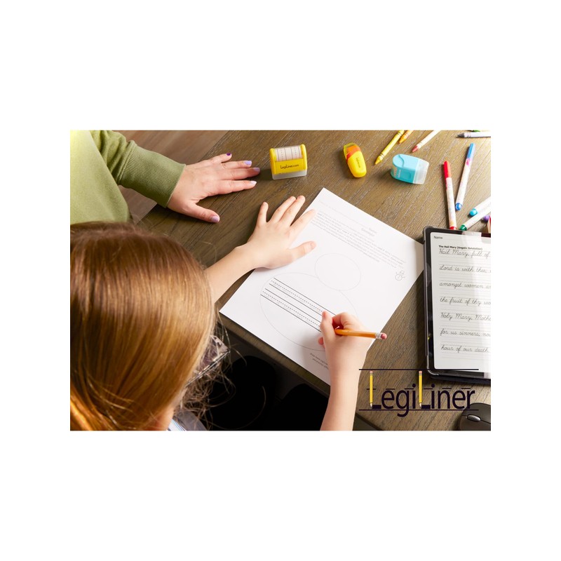 LEGILINER GREEN Dotted Thirds Handwriting Lines, Rolling, self-Inking Stamp. Handwriting