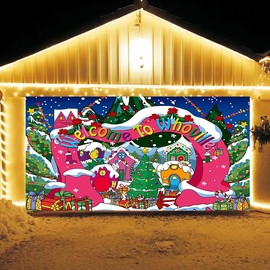 Welcome to Whoville Backdrop Winter Christmas Village Photography Background for Kids First Birthday Baby Shower Happy New Year Xmas Holiday Party Decoration Supplies Photo Props (10x6FT)