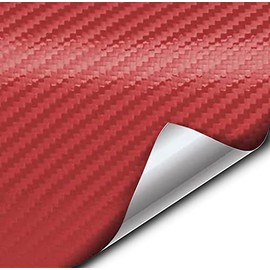 VViViD Dry Red Carbon Fiber Vinyl Wrap Twill Weave Adhesive Film Roll Air Release Sheet (10ft x 5ft)