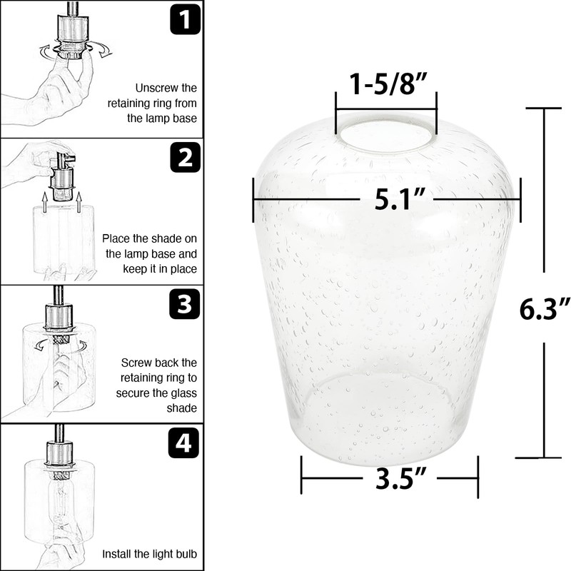 Rivqahra Wine Glass Lamp Shade for Light Fixture, 6.3" Height,