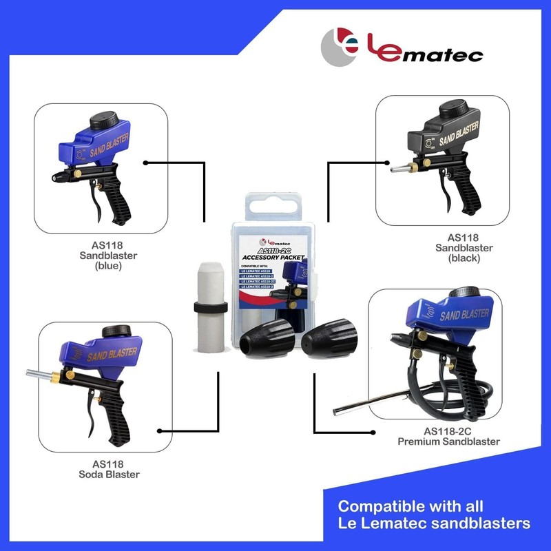 LE LEMATEC Accessory Packet for AS118 Sandblaster Gun Kit, Durable