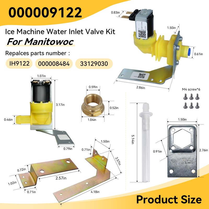 000009122 Ice Machine Water Inlet Valve Kit Compatible with Manitowoc