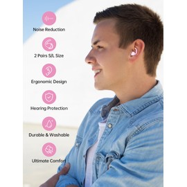 Ear Plugs for Sleeping Noise Cancelling 2 Pairs Noise Reduction Earplugs for Sleep Soft Silicone Hearing Protection Earplug for Snoring Work Construction Noise Sensitive PK-Pink