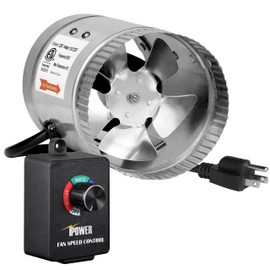 iPower 4 Inch 100 CFM Booster Fan Inline Duct Vent Blower with Variable Speed Controller Adjuster, Silver