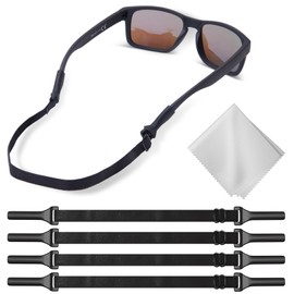 Buyisgle No Tail Eye Glasses Holder Strap - Adjustable Sunglasses Straps Cords for Men Women - Eyeglasses Holders Around Neck - Eyewear String Lanyard Retainer - 4 PCS（13.5in Black