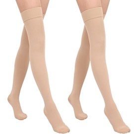 Wegitcs 20-30mmHg Compression Stockings for Women & Men, Closed Toe Thigh High Compression Socks Women, Graduated Compression for Varicose Veins, Pregnant, Teacher, Doctor (2 Pair, Beige,X-Large)