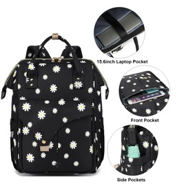 Mimfutu Flowers Laptop Backpack College School Backpack Bookbags Nurse Backpacks Travel Bags Casual Daypacks for Women Girls Fits 15.6 Inch Notebook (Black)