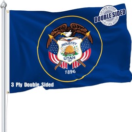 Nuibers Utah Flag 3x5 FT Sturdy for Outside, Heavy Duty 3Ply Polyester Utah State Flags Outdoor, Double Sided Long Lasting UT State Flag Brass Grommets