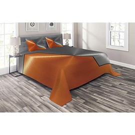 Ambesonne Orange and Grey Coverlet, 3D Style Machinery Structure Image Detailed Vivid Modern Contrast Colors, 3 Piece Decorative Quilted Bedspread Set with 2 Pillow Shams, King Size, Orange Grey