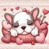 CafePress French Bulldog Puppy Sleeping On Valentines Day Sticker Square