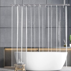 YISURE Shower Curtain 240 x 200 cm Transparent with Magnet, Shower Curtains Transparent Clear Waterproof for Bathtub, Extra Width 240 x Height 200 cm