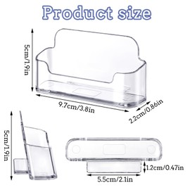 10 Pack Acrylic Business Card Holder Stand, Clear Desktop Business Card Holder Display Plastic Business Cards Organizer for Exhibition Office Desktop Countertop, Fits 30-50 Business Cards